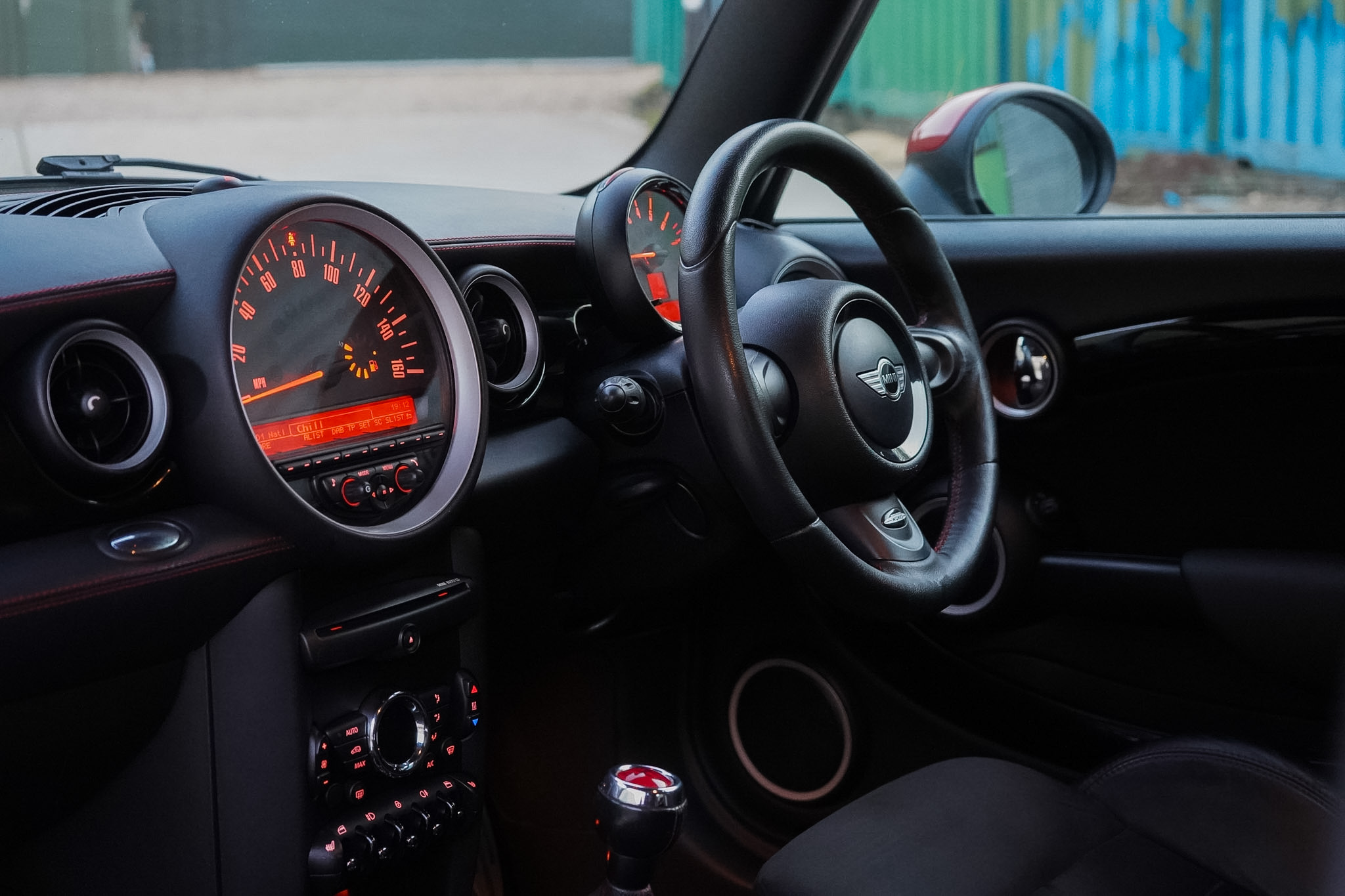 MINI GP2 (R56) cockpit dashboard and steering-wheel view.